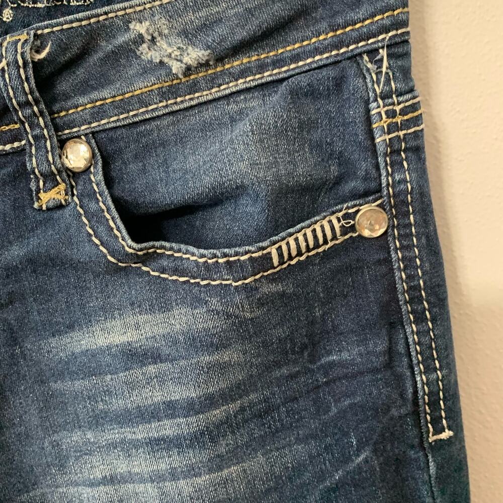 Premium Vanity Collection Women's Harlow Skinny Embellished Dark Blue Sz 27W/32L - Picture 6 of 16